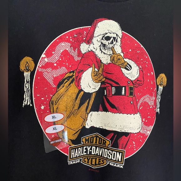 Harley-Davidson Other - NWT Harley Davidson Black Short Sleeve T-Shirt with Skull Santa | Size XL